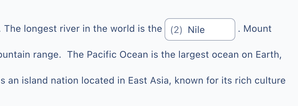 Example of fill-in-the-blank question