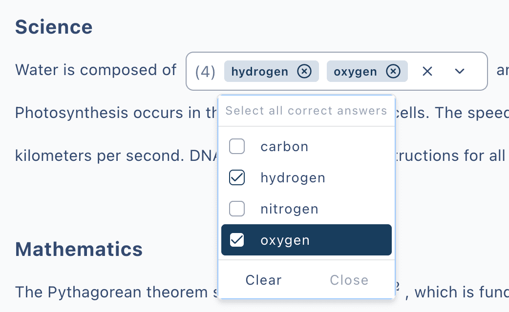 Example of select all question